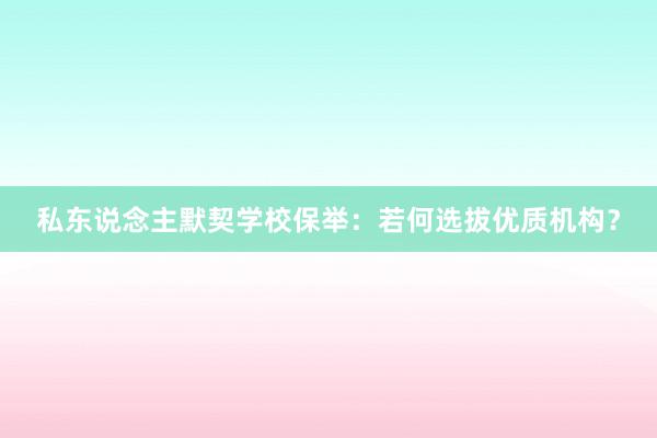 私东说念主默契学校保举:若何选拔优质机构?